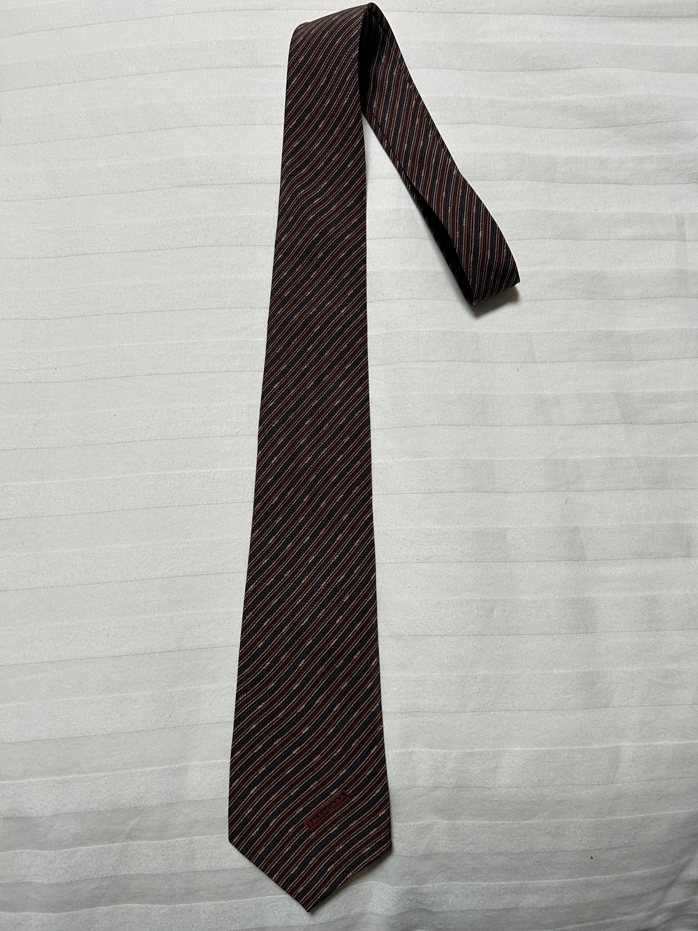 Balenciaga Burgundy and Black Diagonal Stripe Tie